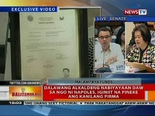 Dalawang alkaldeng nabiyayaan daw sa NGO ni Napoles, iginiit na pineke ang kanilang pirma