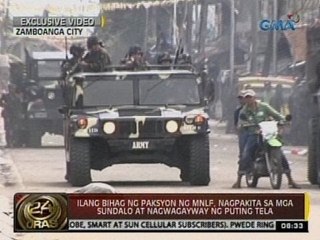 24 Oras: Ilang bihag ng paksyon ng MNLF, ipinakita sa mga sundalo at nagwagayway ng puting tela