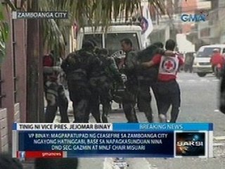 Saksi: VP Binay: Magpapatupad ng ceasefire sa Zamboanga City ngayong hatinggabi