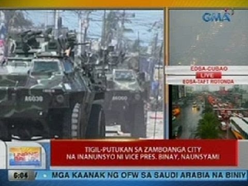 UB: Tigil-putukan sa Zamboanga City na inanunsyo ni VP Binay, naunsyami
