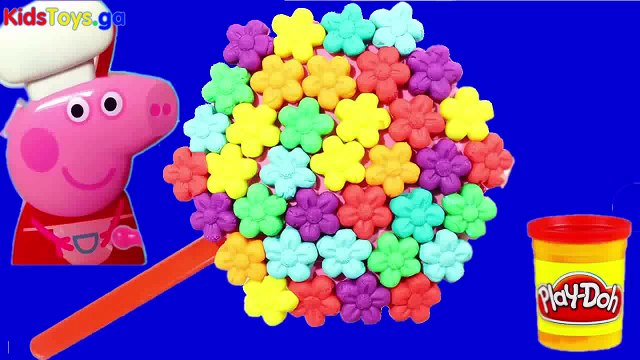 Play doh Lollipop Flower! - Make Lollipop Rainbow along Peppa pig Funny Toys - learn numbers kids