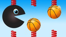 Colors for Children to Learn with Jumping Spring Packman | Learn Colors with Basketball Color Balls