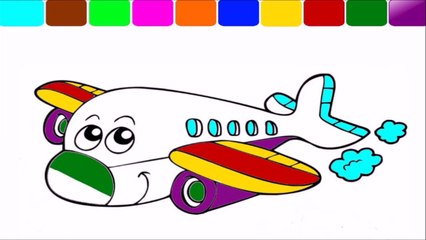 Learning Videos for Toddlers  Airplane coloring page  - Learn colors for kids