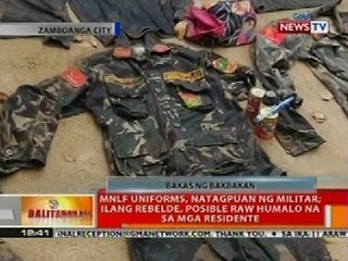 MNLF uniforms, natagpuan ng militar; ilang rebelde, posible raw humalo na sa mga residente