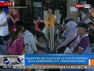 NTG: Pagdating ng flights na lilipad pa-Maynila mula Zamboanga City, inaantabayanan