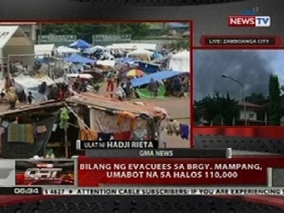 QRT: Bilang ng mga evacuees sa Brgy. Mampang, Zamboanga, umabot na sa halos 110,000