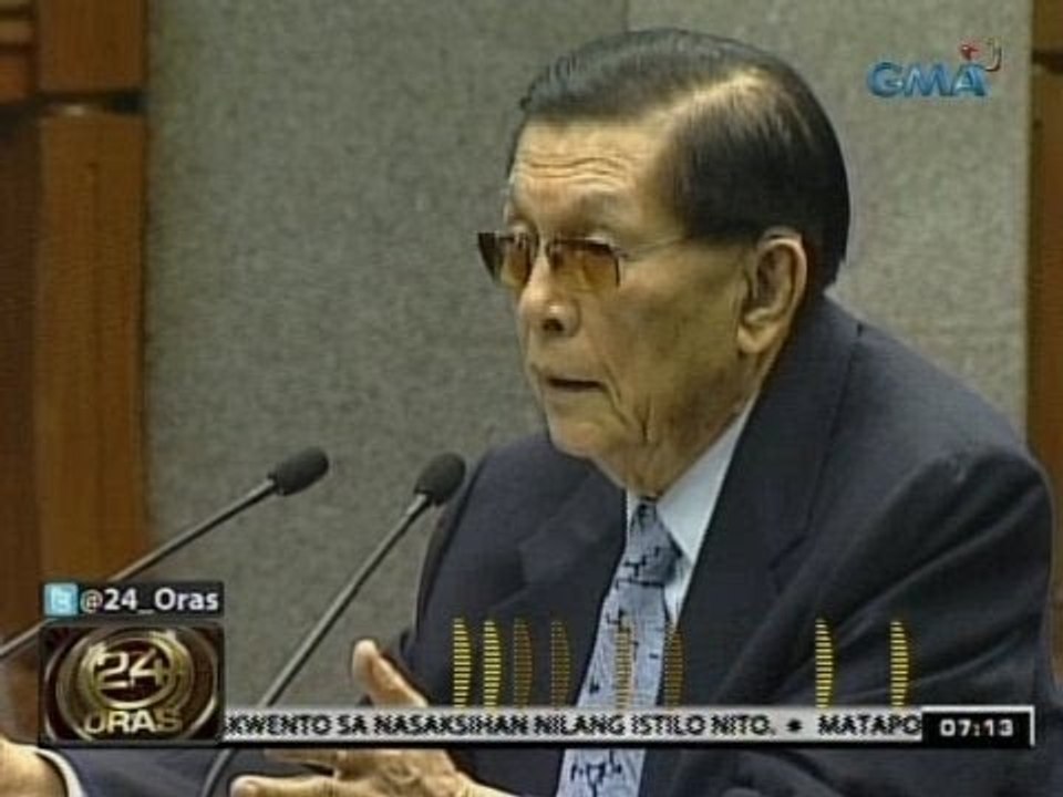 Sen. Enrile, itinangging may basbas niya ang mga transaksyon ni Atty. Gigi Reyes