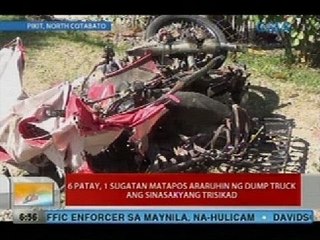 UB: 6 patay, 1 sugatan matapos araruhin ng dump truck ang sinasakyang trisikad