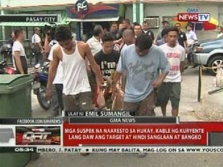 Mga suspek na naaresto sa kuhay, kable ng kuryente lang daw ang target at hindi sanglaan at bangko