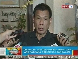Davao City Mayor Duterte, ikinatuwa ang pagkaka-aresto kay David Bangayan