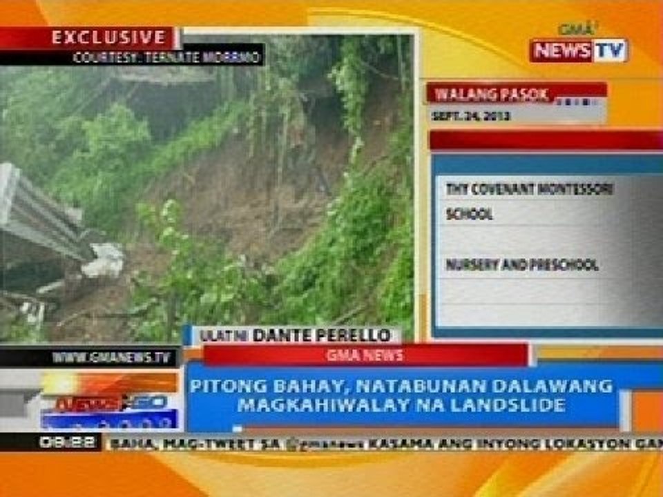 NTG: Pitong bahay, natabunan ng dalawang magkahiwalay na landslide