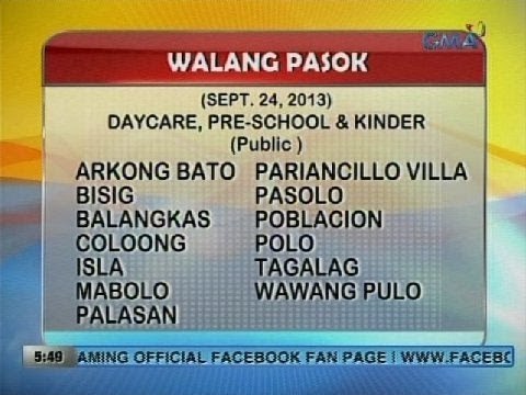 UB: Walang pasok (Sept. 24, 2013)