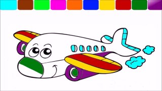 Learning Videos for Toddlers  Airplane coloring page  - Learn colors for kids