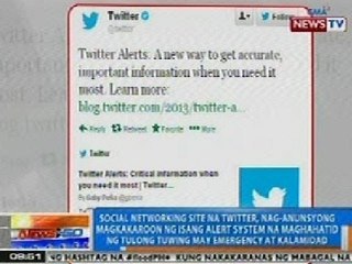 Twitter,nag-anunsyong magkakaroon ng isang alert system na maghahatid ng tulong tuwing may kalamidad