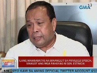 UB: Ilang mambabatas na binanggit sa privelege speech, sinagot ang mga pahayag ni Sen. Estrada