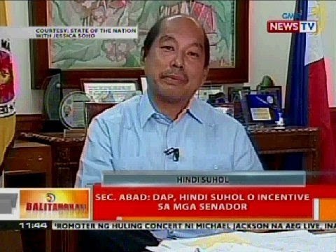BT: Sec. Abad: DAP, hindi suhol o incentive sa mga senador
