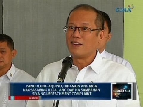 Saksi: PNoy, hinamon ang mga nagsasabing iligal ang DAP na sampahan siya ng impeachment complaint