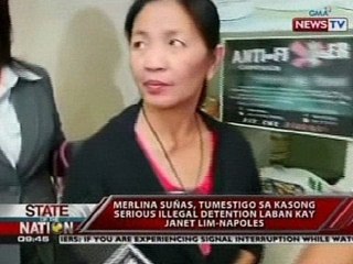 SONA: Merlina Suñas, tumestigo sa kasong serious illegal detention laban kay Napoles