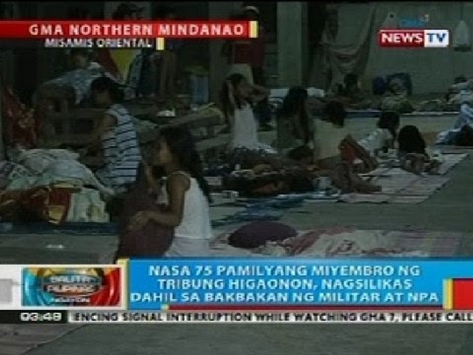 BP: 75 pamilya ng tribung Higaonon sa Misamis Or., nagsilikas dahil sa bakbakan ng militar at NPA