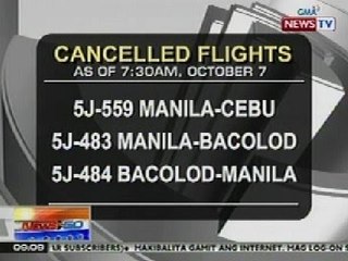 NTG: Cebu Pacific, nagkansela ng ilang flights ngayong araw dahil sa sama ng panahon