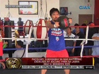 Pacquiao, sumasabak sa mas matinding exercises at jogging para sa laban nila ni Brandon Rios
