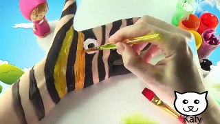 Learn colors with body paint for kids -  Zebra hand painting