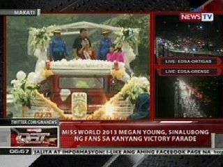 QRT: Miss World 2013 Megan Young, sinalubong ng fasn sa victory parade sa Makati