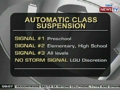 NTG: Ilang klase ngayon, suspendido dahil sa Bagyong Santi