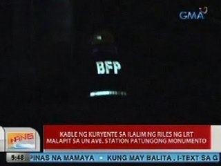 UB: Kable ng kuryente sa ilalim ng riles ng LRT malapit sa UN Ave. station, nagliyab