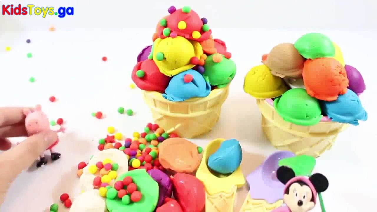 Play Doh Ice Cream Peppa Pig - Kinder Surprise Eggs Peppa Toys Minions Spiderman - learn numbers