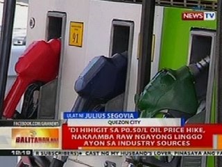 BT: Di hihigit sa P0.050/L oil price hike, nakaamba ngayong linggo