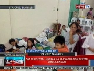 NTVL: 585 residente sa Sta. Cruz, Zambales, lumikas na sa evacuation center simula kagabi