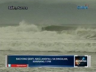 Saksi: Bagyong Santi, nag-landfall na sa Dingalan, Aurora