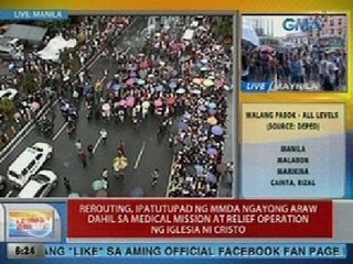 Download Video: UB: Rerouting, ipatutupad ng MMDA ngayong araw dahil sa medical mission ng Iglesia ni Cristo