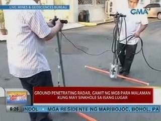 UB: Ground penetrating radar, gamit ng MGB para malaman kung may sinkhole sa isang lugar