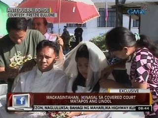 24 Oras: Magkasintahan, ikinasal sa covered court matapos ang lindol