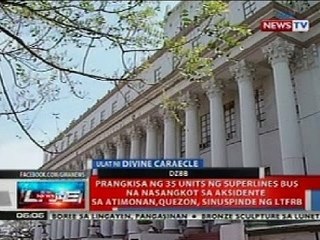 NTL: Prangkisa ng 35 units ng Superlines Bus na sangkot sa aksidente sa Quezon, sinuspinde