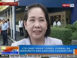 NTG: Exclusive: LTO chief Virgie Torres, pormal na inanunsya ang kanyang pagreretiro