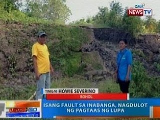 NTG: Isang fault sa Inabanga, Bohol, nagdulot ng pagtaas ng lupa