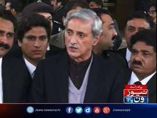 Jehangir  Tareen talks to media outside Supreme court