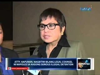 Download Video: Atty. Lorna Kapunan, nagbitiw bilang abugado ni Napoles sa kasong serious illegal detention