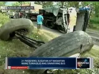 Saksi: 21 pasahero, sugatan nang tumagilid ang sinakyang bus