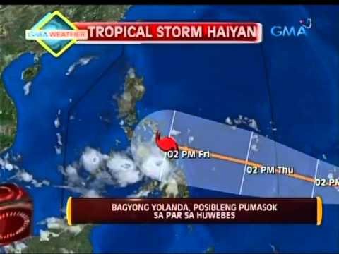 24 Oras: Bagyong Yolanda, posibleng pumasok sa PAR sa Huwebes