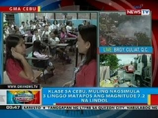 BP: Klase sa Cebu, muling nagsimula 3 linggo matapos ang magnitude 7.2 na lindol