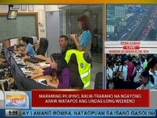 UB: Maraming Pinoy, balik-trabaho na ngayong araw matapos ang Undas long weekend