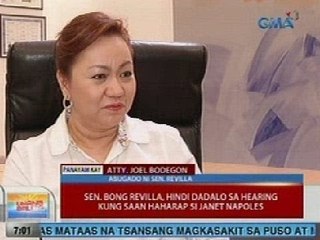 UB: Sen. Revilla, hindi dadalo sa hearing kung saan haharap si Janet Lim-Napoles