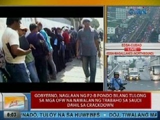 UB: Gobyerno, naglaan ng P2.8-B bilang tulong sa OFWs na nawalan ng trabaho sa Saudi