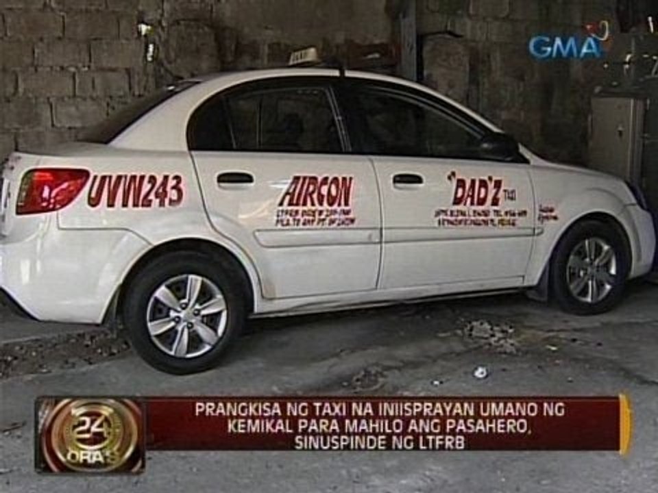 Prangkisa ng taxi na inii-spray-an umano ng kemikal para mahilo ang pasahero, sinuspinde ng LTFRB
