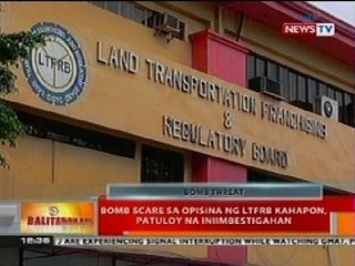 BT: Bomb scare sa opisina ng LTFRB kahapon, patuloy na iniimbestigahan