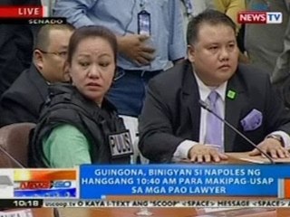 NTG: Napoles at PAO lawyers, nag-uusap sa loob ng opisina ni Sen. Alan Peter Cayetano